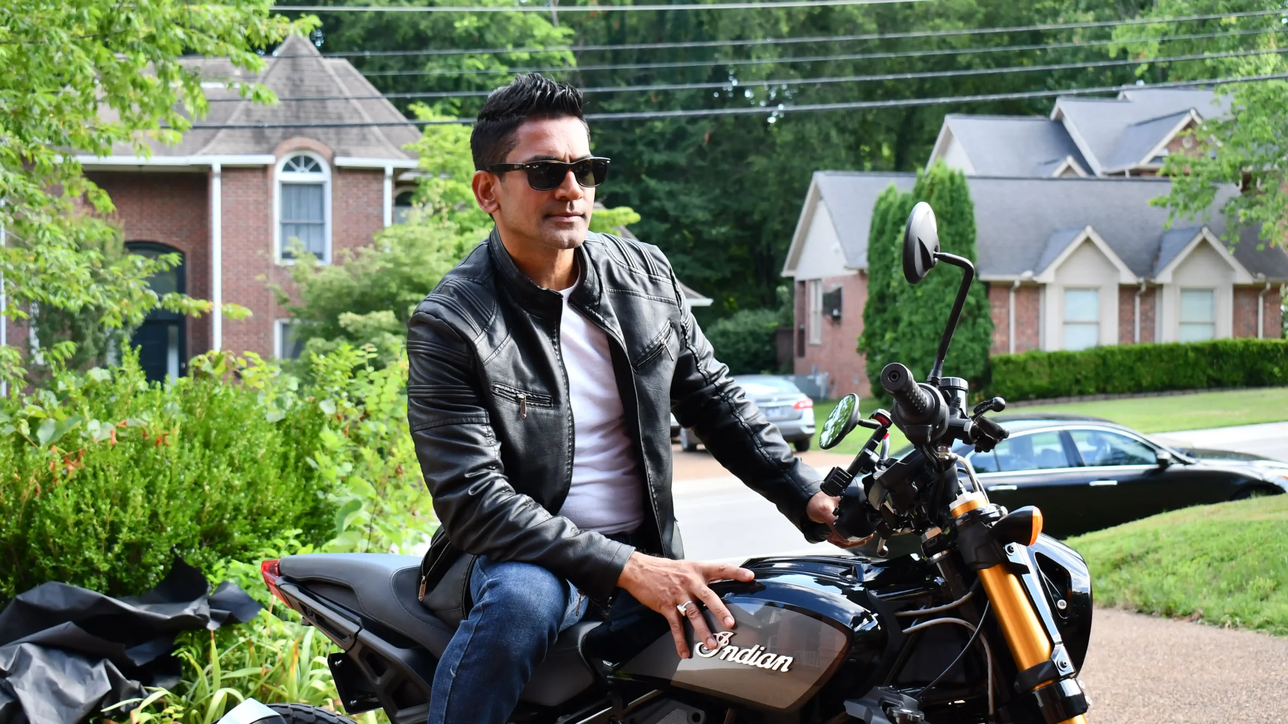 Vijay on the Indian motorcycle